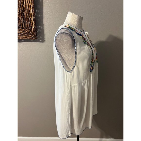 Anthropologie Chloe Oliver Gaila Faux Silk Embroidered Tunic Top Medium NWT - Picture 6 of 9